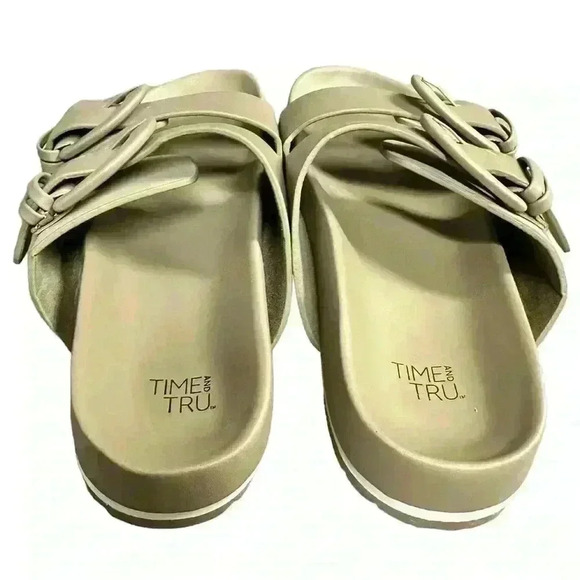 Time And Tru Women's Double Strap Buckled Slide Sandals in Taupe sz 6 - Picture 4 of 6